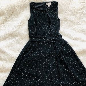 black with  white polka dots midi dress